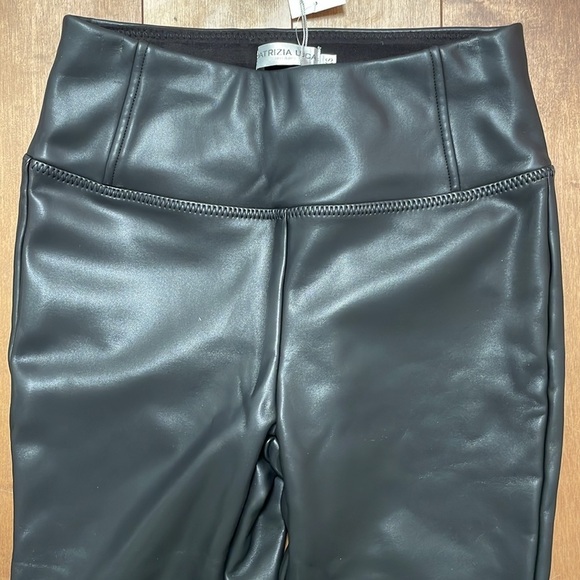 Patrizia Luca Milano faux leather leggings pants XS black shiny fleece lined NWT - Picture 13 of 14